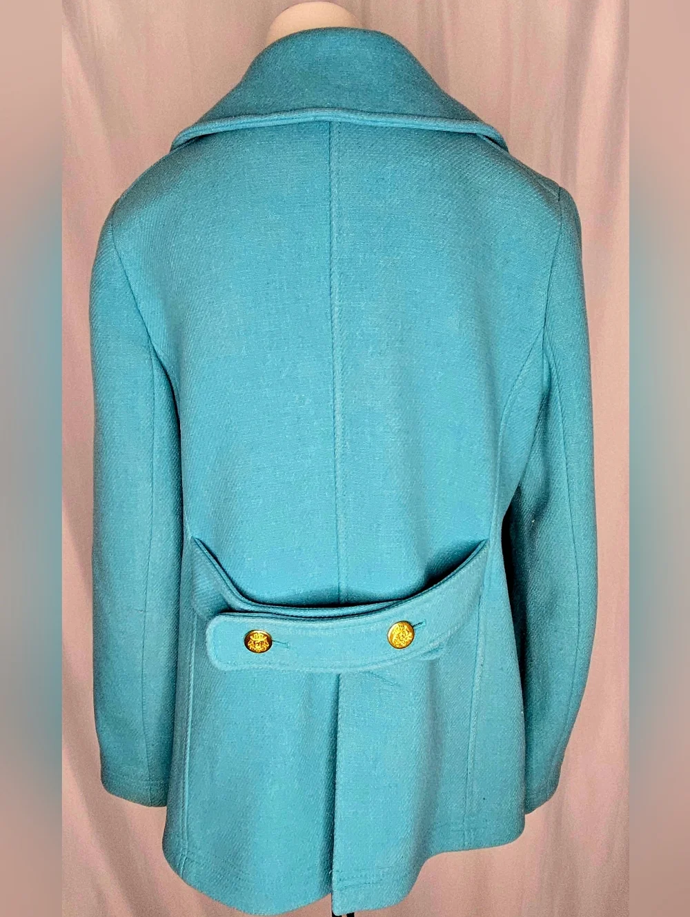 J.Crew Stadium Nello Gori Wool Blend Double Breasted PeaCoat Teal Size 12 NWOT - Picture 5 of 15